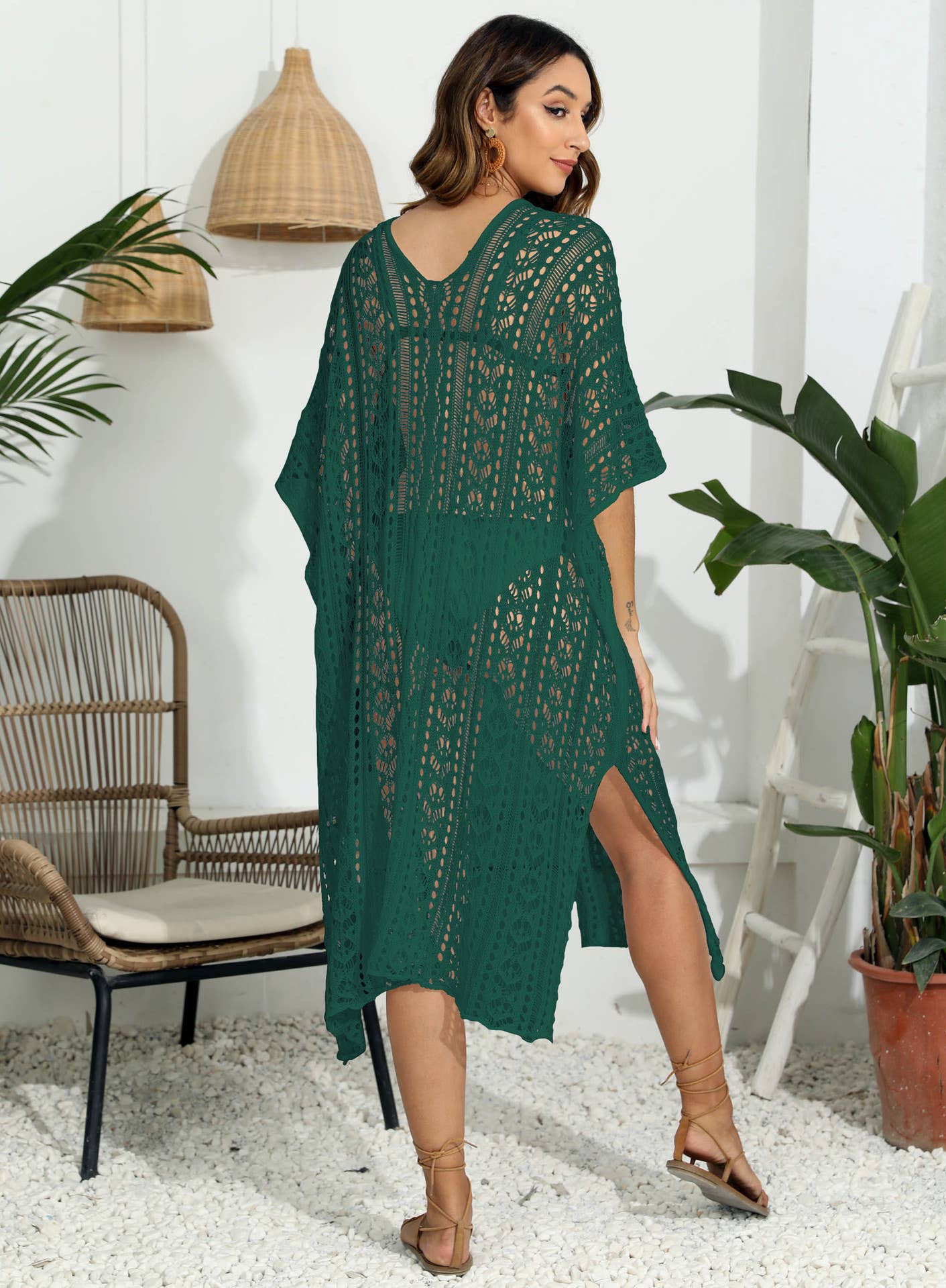 Women’s Long Crochet Beach Cover Up – Open Front Swimwear Kimono | Dripiume