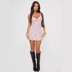 Rose Print V-Neck Mini Dress