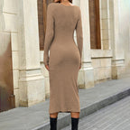 Elegant Twist Front Bodycon Midi Dress