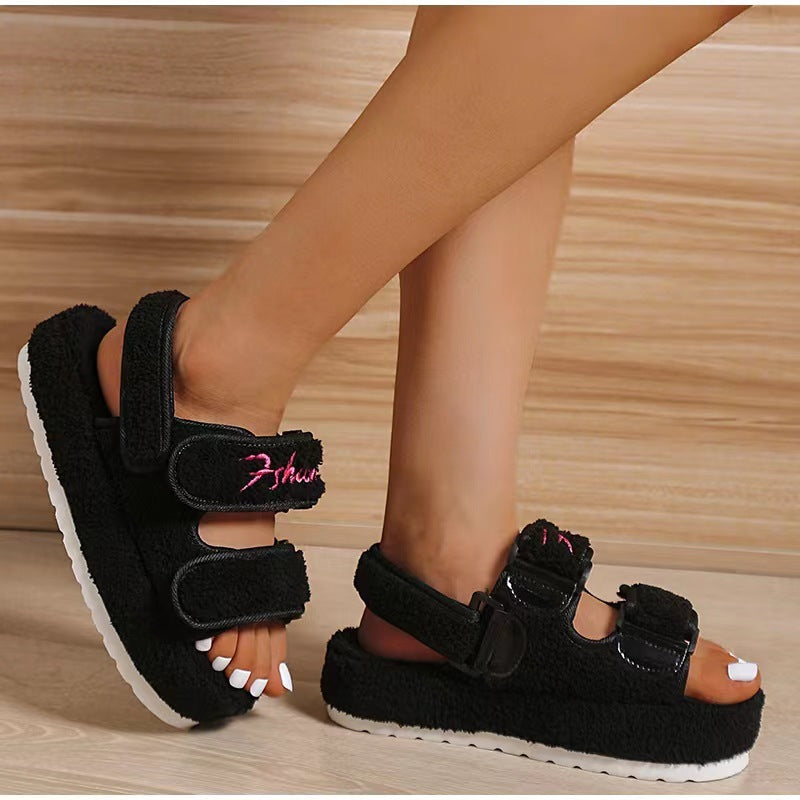 Women’s Plush Velcro Platform Sandals