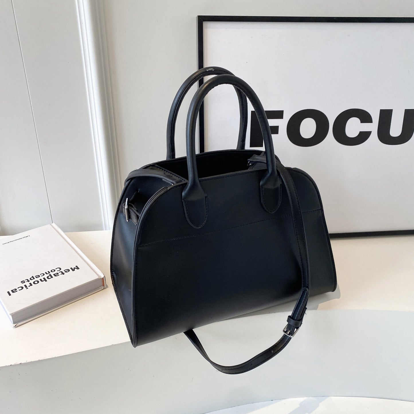 Retro Side-Buckle Top Handle Tote Bag