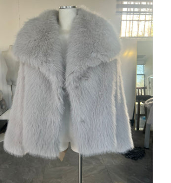 Winter Luxury Fur Lapel Winter Plush Coat
