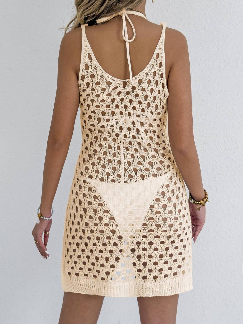 Women’s Crochet Halter Cover Up Dress – Cut Out Beachwear | Dripiume