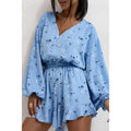 Women’s Printed V-Neck Long Sleeve Romper