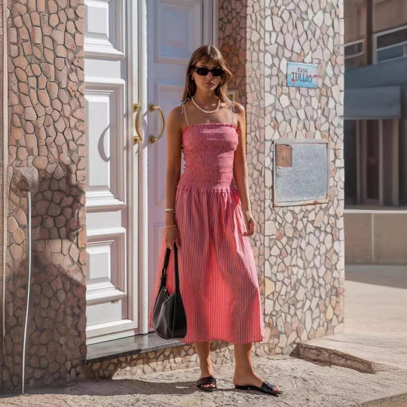 Striped Sleeveless Midi Dress