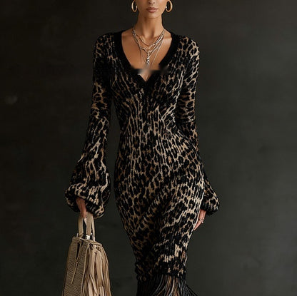 Vintage Print Wool Knit Dress