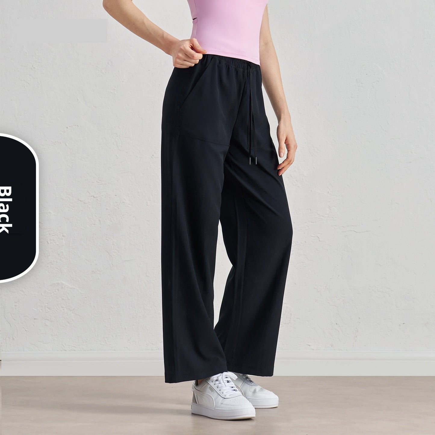 High-Waist Wide-Leg Drawstring Paratrooper Pants