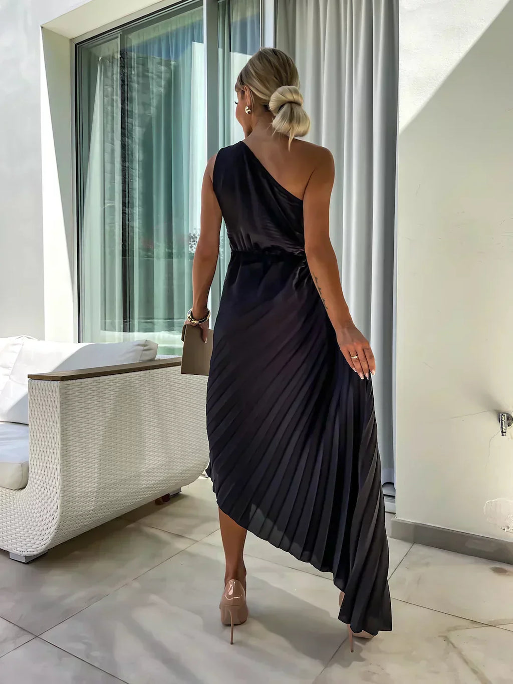 Long Evening Dress with Puff Shoulders | Mandy