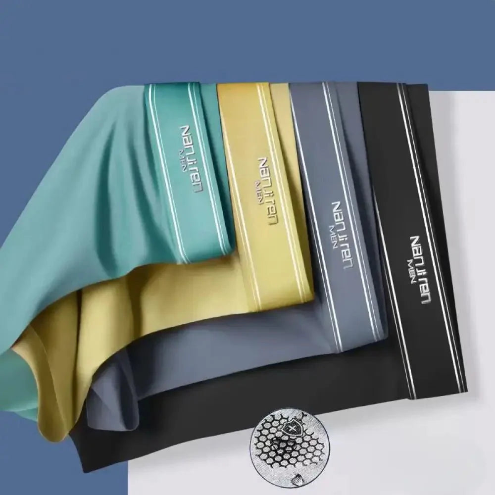 Men’s Ice Silk Boxer Briefs Breathable Cooling Stretch Underwear Pack of 4