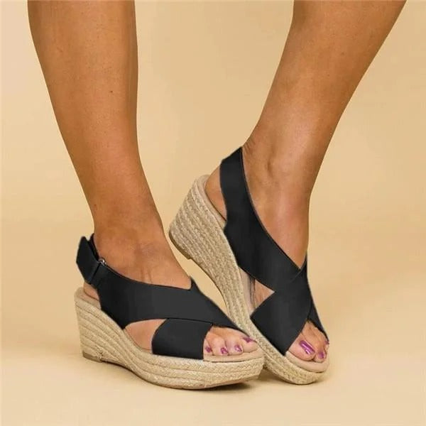Comfortable Wedge Sandals for Women with Crisscross Straps