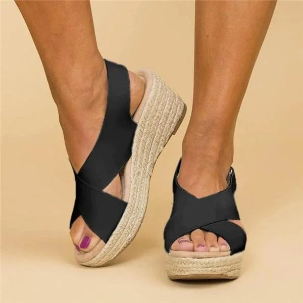 Comfortable Wedge Sandals for Women with Crisscross Straps