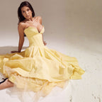 Women’s Strapless Corset Midi Dress – Sweetheart Neck Evening Style