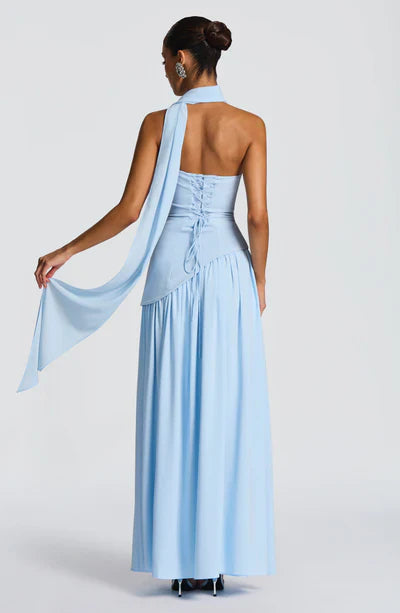 Strapless Long Dress with Draped Detail & Elegant Silhouette – Mya