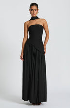 Strapless Long Dress with Draped Detail & Elegant Silhouette – Mya