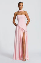 Strapless Long Dress with Draped Detail & Elegant Silhouette – Mya