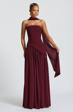 Strapless Long Dress with Draped Detail & Elegant Silhouette – Mya