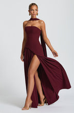 Strapless Long Dress with Draped Detail & Elegant Silhouette – Mya