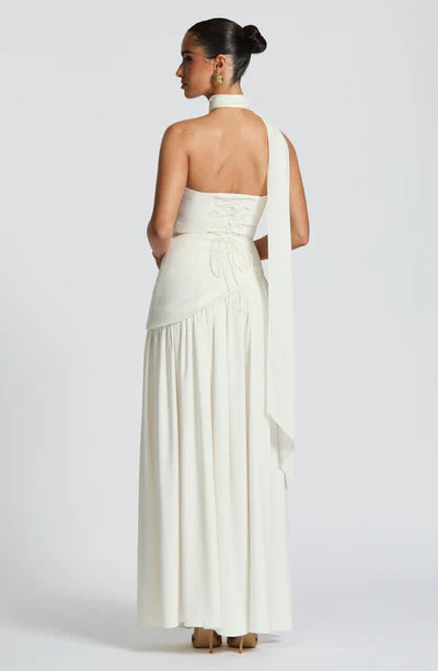 Strapless Long Dress with Draped Detail & Elegant Silhouette – Mya