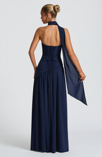 Strapless Long Dress with Draped Detail & Elegant Silhouette – Mya