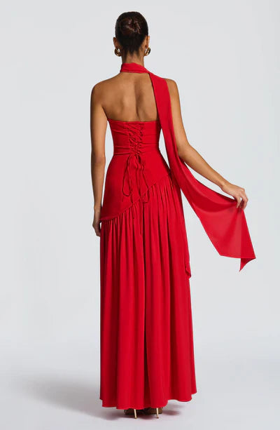 Strapless Long Dress with Draped Detail & Elegant Silhouette – Mya