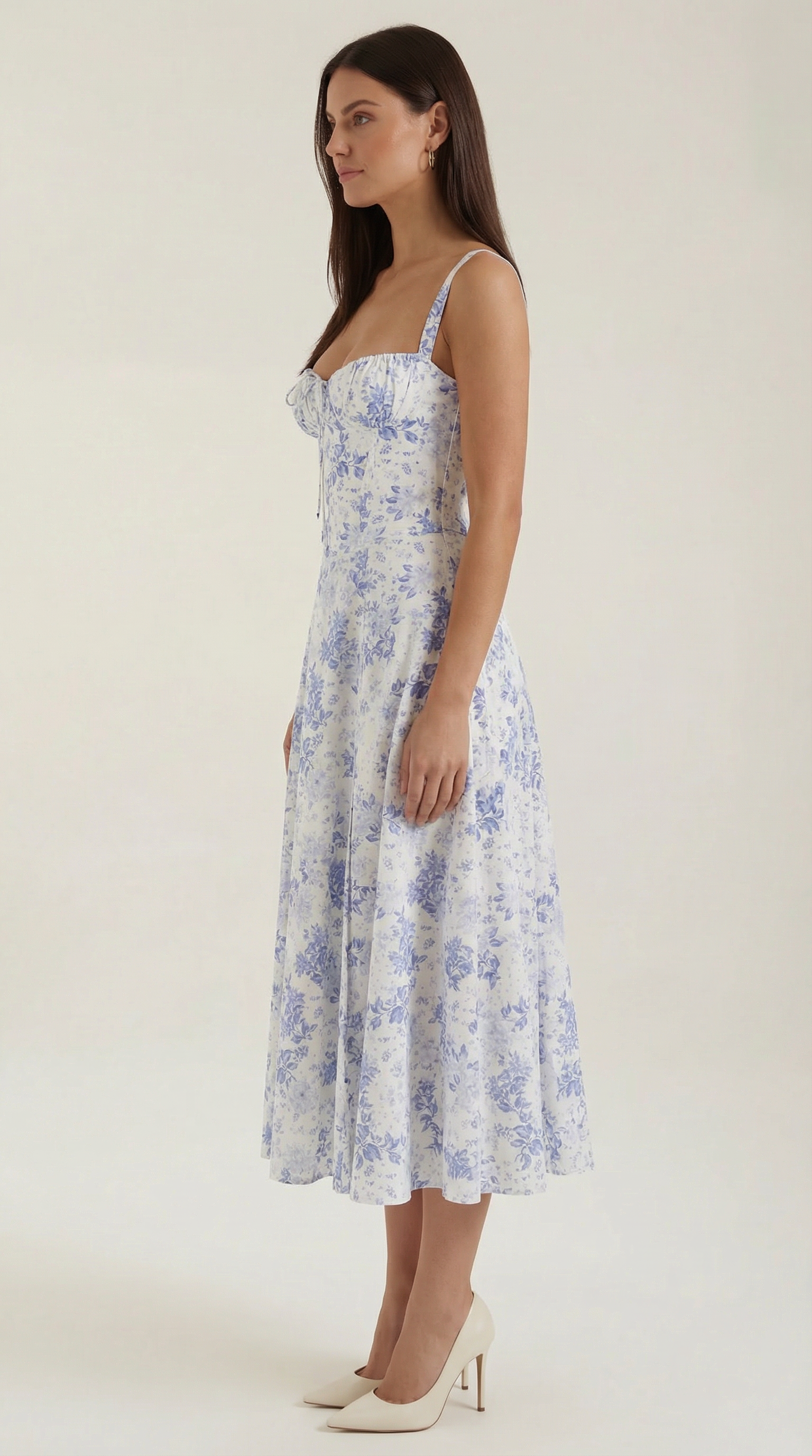 Floral Midi Summer Dress Heart Neck – Josie