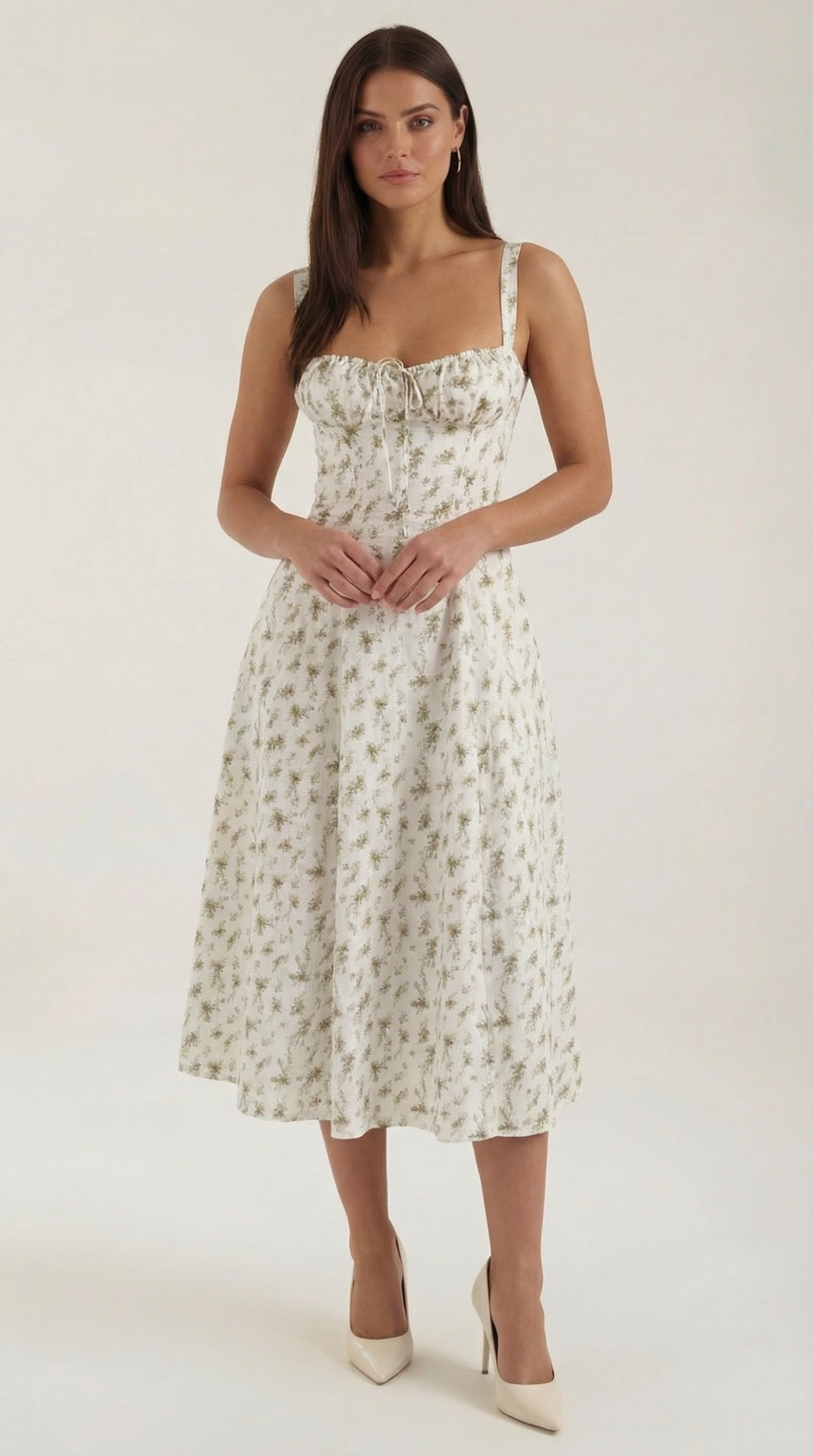 Floral Midi Summer Dress Heart Neck – Josie