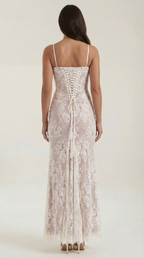 Lace Maxi Dress Sheer Long Sleeves for Parties – Nerissa