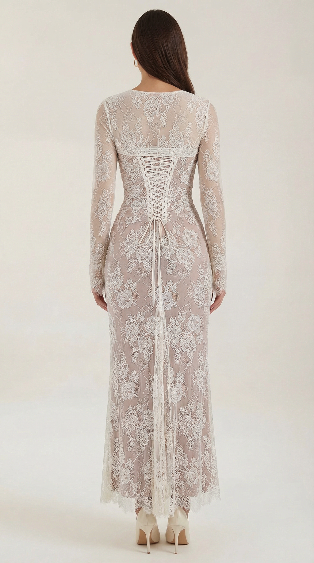 Lace Maxi Dress Sheer Long Sleeves for Parties – Nerissa