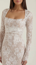 Lace Maxi Dress Sheer Long Sleeves for Parties – Nerissa