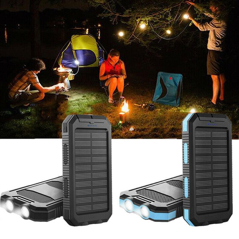 20000mAh Waterproof Solar Power Bank - Portable External Charger