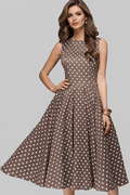 Chic Sleeveless High-Waist Dress with Polka Dot Print