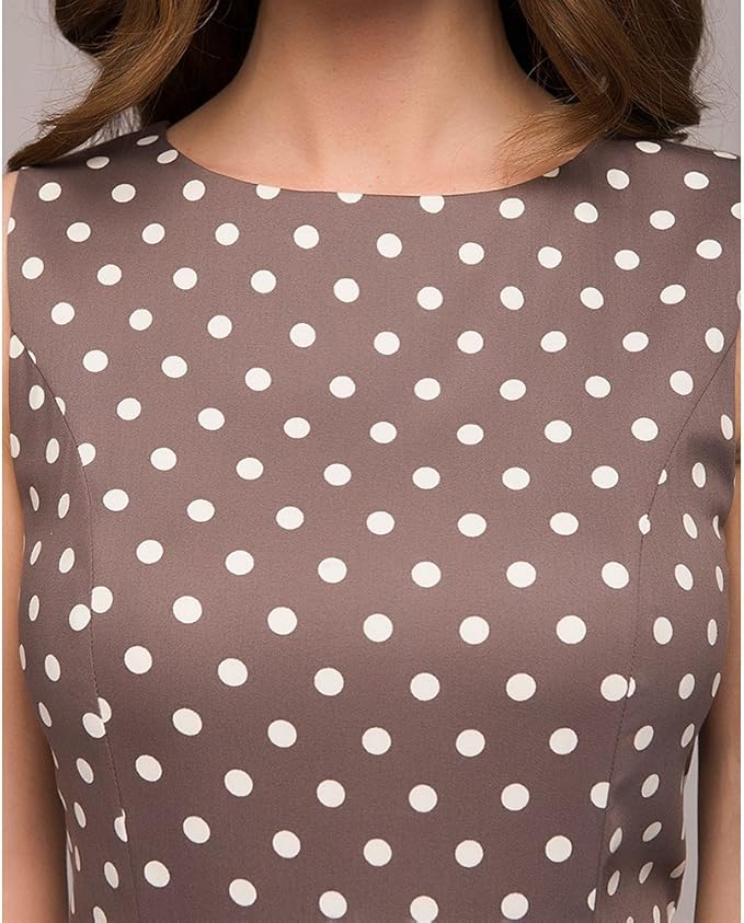 Chic Sleeveless High-Waist Dress with Polka Dot Print