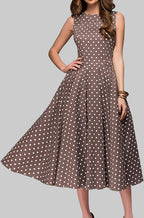 Chic Sleeveless High-Waist Dress with Polka Dot Print