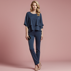 Women's Two-Piece Set | Elegant Jumpsuit with Cold Shoulder Top