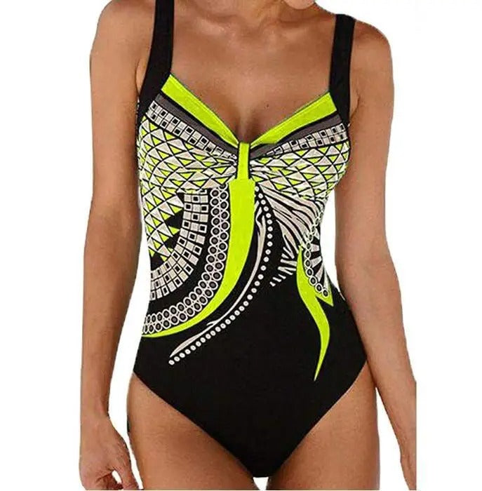 Women’s One-Piece Swimsuit with Figure-Flattering Print and Shaping Fit