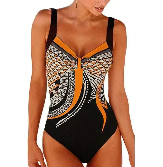 Women’s One-Piece Swimsuit with Figure-Flattering Print and Shaping Fit