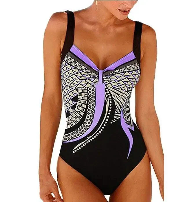 Women’s One-Piece Swimsuit with Figure-Flattering Print and Shaping Fit