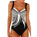 Women’s One-Piece Swimsuit with Figure-Flattering Print and Shaping Fit