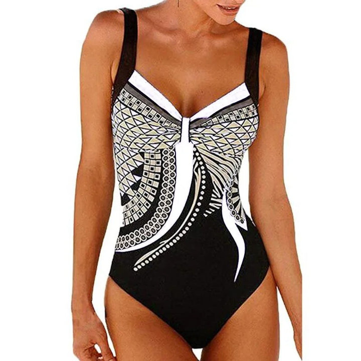 Women’s One-Piece Swimsuit with Figure-Flattering Print and Shaping Fit