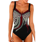 Women’s One-Piece Swimsuit with Figure-Flattering Print and Shaping Fit